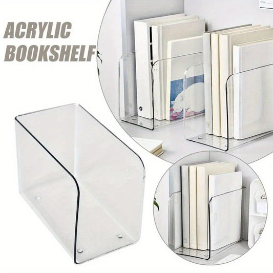 Premium Acrylic Book Stand 1pc Transparent U-Shaped Premium Acrylic Book Stand - Large Capacity Organizer with Non-Slip Base & Easy-Carry Handles - Perfect for Home Office, Space-Saving Design