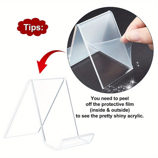 1Set 10Pcs Transparent Acrylic Book Display Stands, Clear N\u002FC Shape Acrylic Flat Back Display Easel Picture Album Brochure Holder for Displaying Organizer Books (4.3x4.1x1.5 Inch)