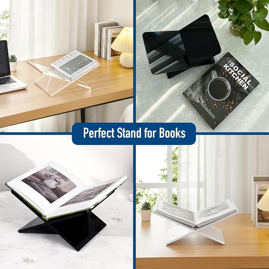 Acrylic Book Stand for Coffee Table - Clear PMMA Transparent Book Holder for Reading, Art Cookbook, Bible, Textbooks, Magazine - Durable and Stylish Reading Accessory