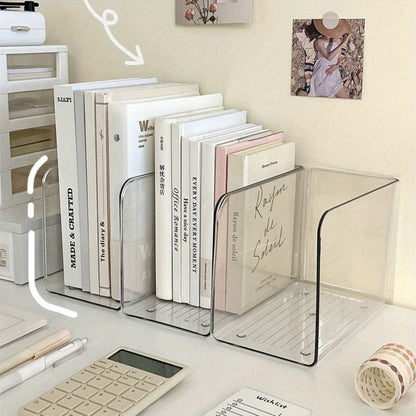 Premium Acrylic Book Stand 1pc Transparent U-Shaped Premium Acrylic Book Stand - Large Capacity Organizer with Non-Slip Base & Easy-Carry Handles - Perfect for Home Office, Space-Saving Design