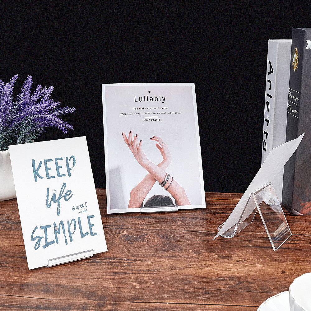 1Set 10Pcs Transparent Acrylic Book Display Stands, Clear N\u002FC Shape Acrylic Flat Back Display Easel Picture Album Brochure Holder for Displaying Organizer Books (4.3x4.1x1.5 Inch)