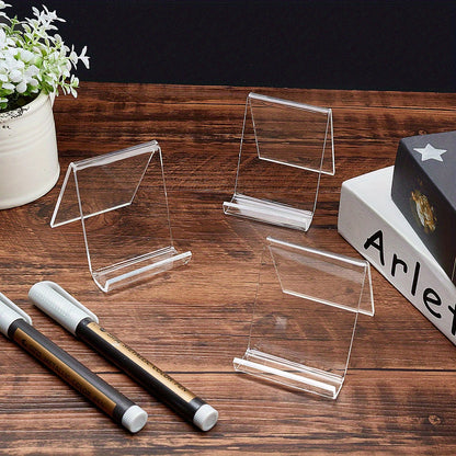 1Set 10Pcs Transparent Acrylic Book Display Stands, Clear N\u002FC Shape Acrylic Flat Back Display Easel Picture Album Brochure Holder for Displaying Organizer Books (4.3x4.1x1.5 Inch)