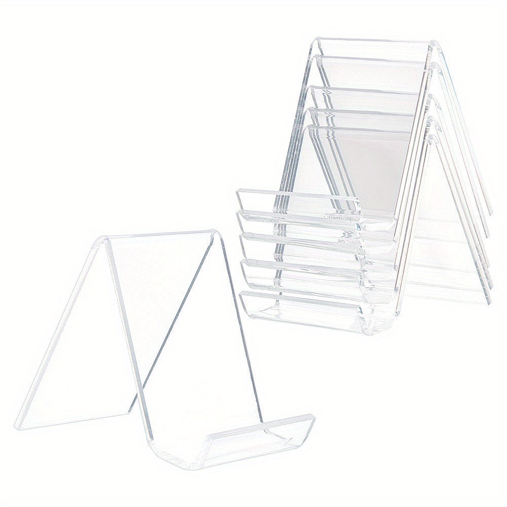 1Set 10Pcs Transparent Acrylic Book Display Stands, Clear N\u002FC Shape Acrylic Flat Back Display Easel Picture Album Brochure Holder for Displaying Organizer Books (4.3x4.1x1.5 Inch)