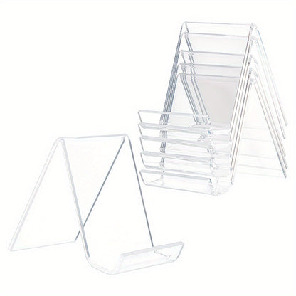 1Set 10Pcs Transparent Acrylic Book Display Stands, Clear N\u002FC Shape Acrylic Flat Back Display Easel Picture Album Brochure Holder for Displaying Organizer Books (4.3x4.1x1.5 Inch)