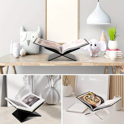 Acrylic Book Stand for Coffee Table - Clear PMMA Transparent Book Holder for Reading, Art Cookbook, Bible, Textbooks, Magazine - Durable and Stylish Reading Accessory