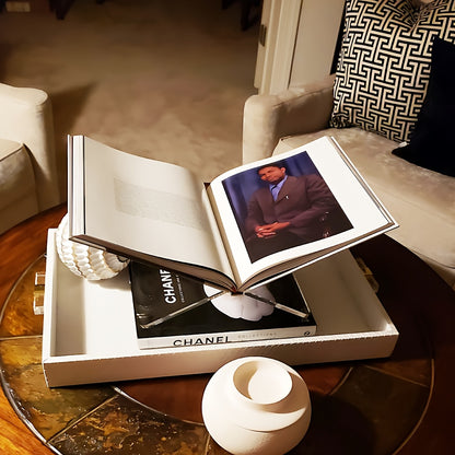 Acrylic Book Stand for Coffee Table - Clear PMMA Transparent Book Holder for Reading, Art Cookbook, Bible, Textbooks, Magazine - Durable and Stylish Reading Accessory