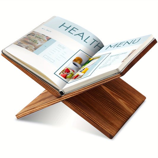 Vintage Artificial Wood Book Stand Holder - Adjustable Angle Ergonomic Display Stand for Open & Closed Cookbooks, Magazines, Textbooks, Recipes