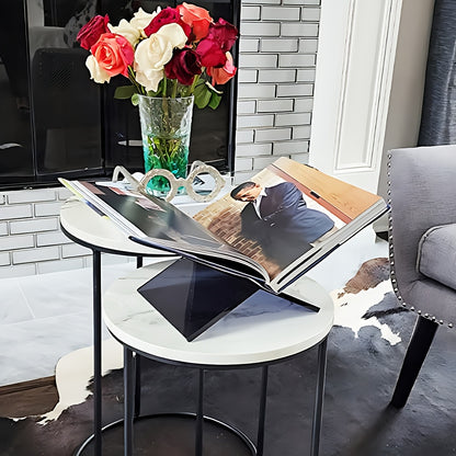 Acrylic Book Stand for Coffee Table - Clear PMMA Transparent Book Holder for Reading, Art Cookbook, Bible, Textbooks, Magazine - Durable and Stylish Reading Accessory