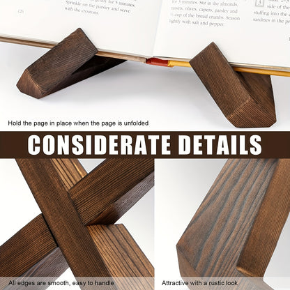 Handmade Wooden Cookbook Stand - 1 Pair Recipe Book Holder For Display Stand - Farmhouse Cook Book Stand For Kitchen Counter