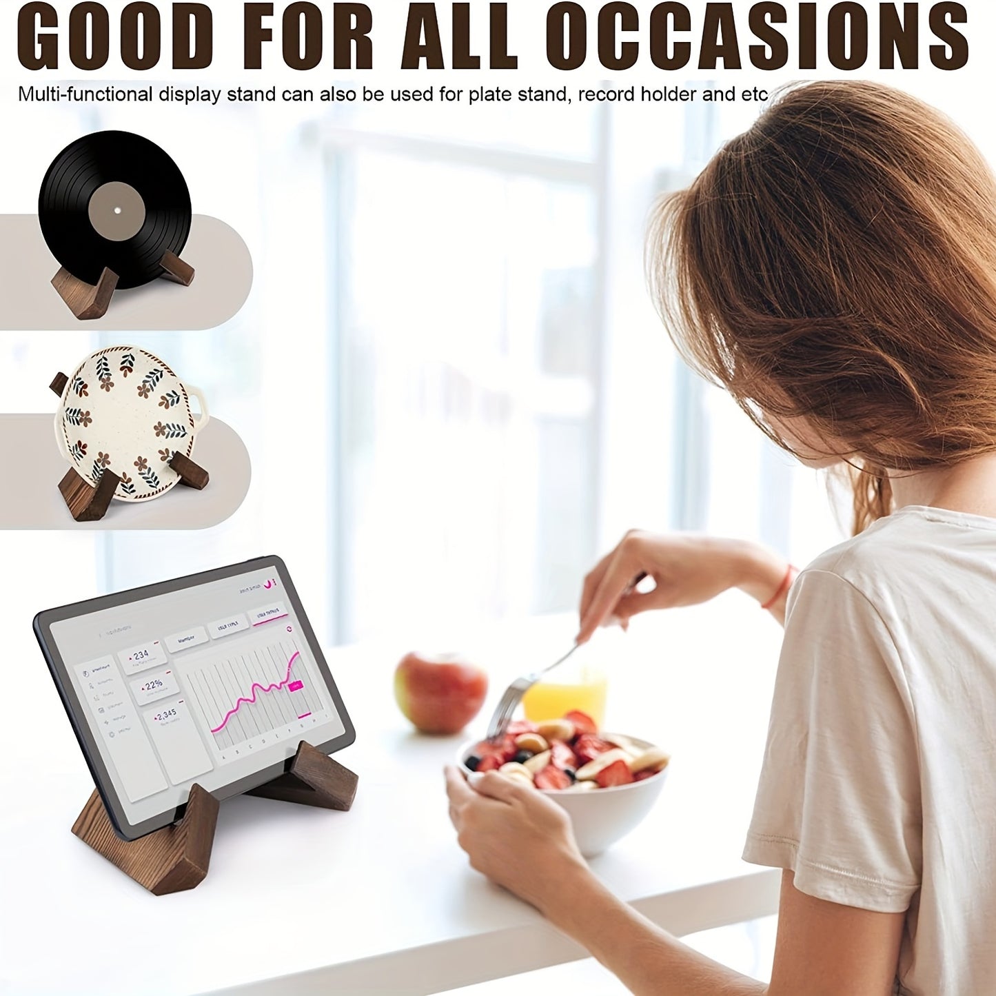 Handmade Wooden Cookbook Stand - 1 Pair Recipe Book Holder For Display Stand - Farmhouse Cook Book Stand For Kitchen Counter