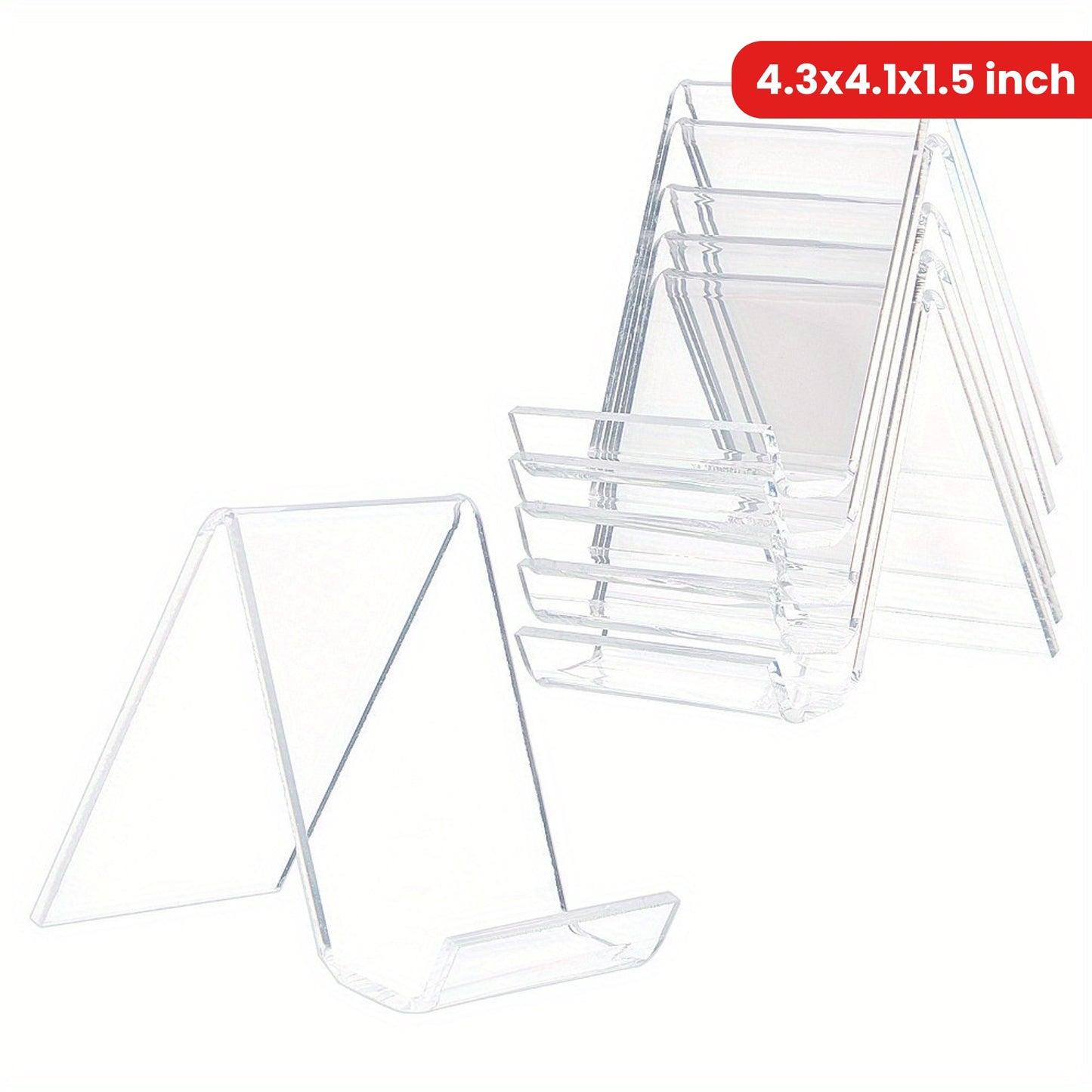 1Set 10Pcs Transparent Acrylic Book Display Stands, Clear N\u002FC Shape Acrylic Flat Back Display Easel Picture Album Brochure Holder for Displaying Organizer Books (4.3x4.1x1.5 Inch)