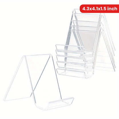 1Set 10Pcs Transparent Acrylic Book Display Stands, Clear N\u002FC Shape Acrylic Flat Back Display Easel Picture Album Brochure Holder for Displaying Organizer Books (4.3x4.1x1.5 Inch)