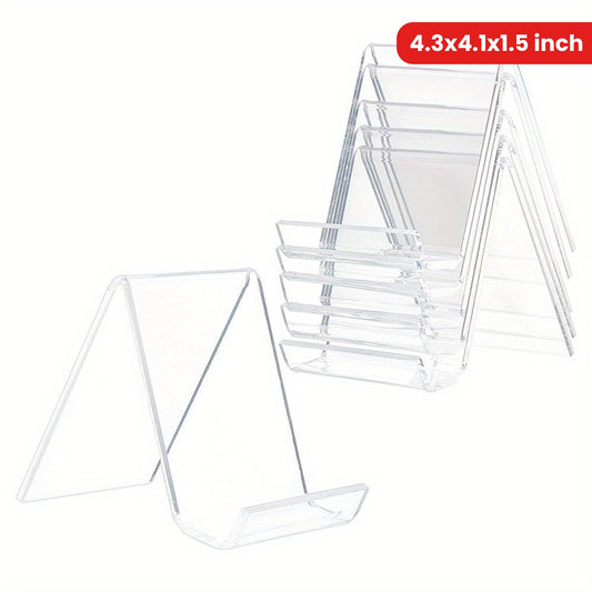 1Set 10Pcs Transparent Acrylic Book Display Stands, Clear N\u002FC Shape Acrylic Flat Back Display Easel Picture Album Brochure Holder for Displaying Organizer Books (4.3x4.1x1.5 Inch)