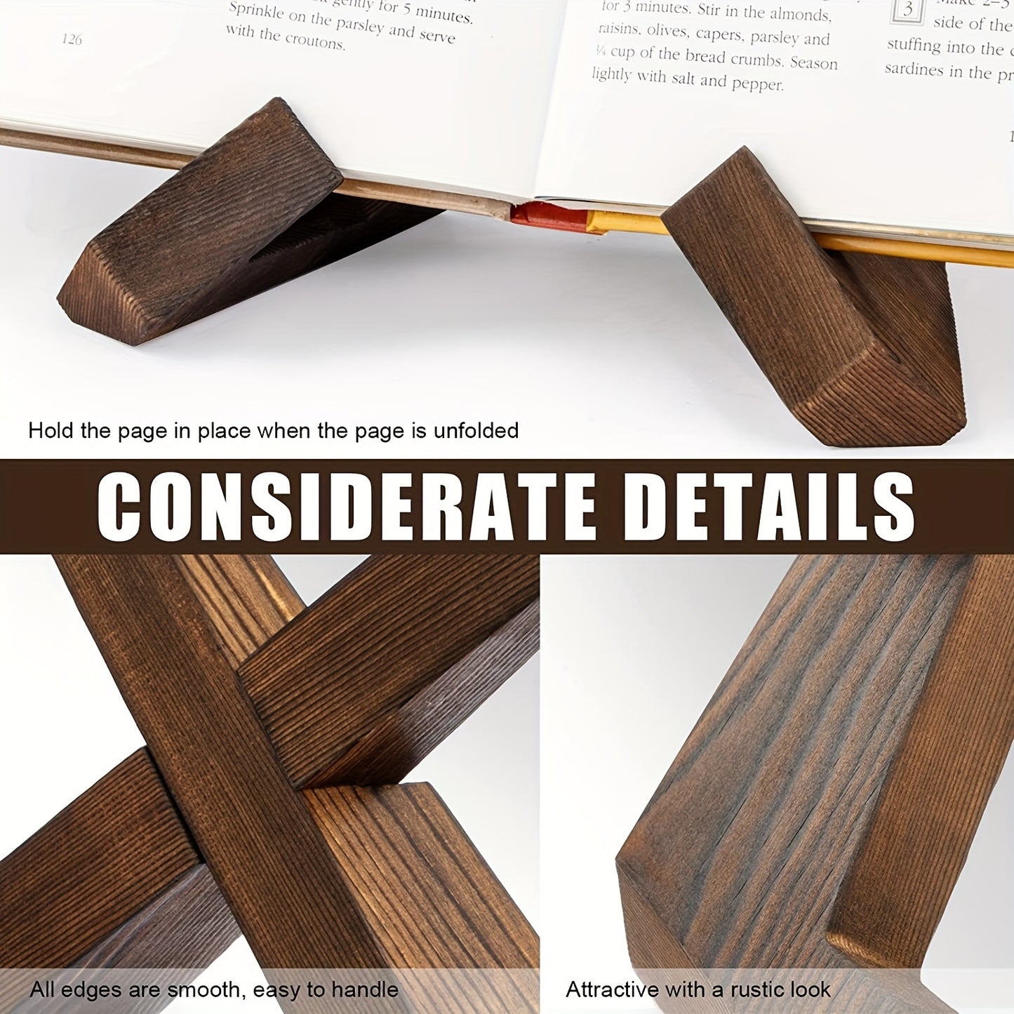 Handmade Wooden Cookbook Stand - 1 Pair Recipe Book Holder For Display Stand - Farmhouse Cook Book Stand For Kitchen Counter